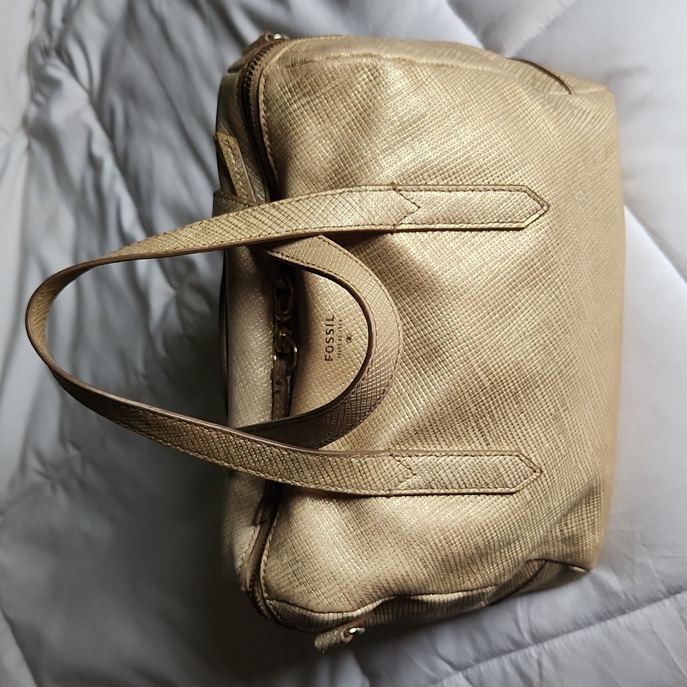 Fossil Sidney Satchel Crossbody Purse Gold-Tone